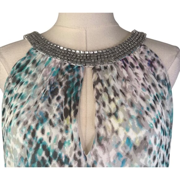Vince Camuto Size 6 Patel Multicolor Beaded Neck Sleeveless Dress - Picture 5 of 14